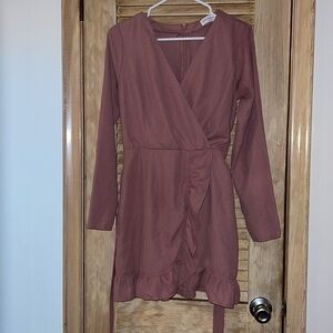 Boutique dress-  long sleeve light pink (coral) size medium dress